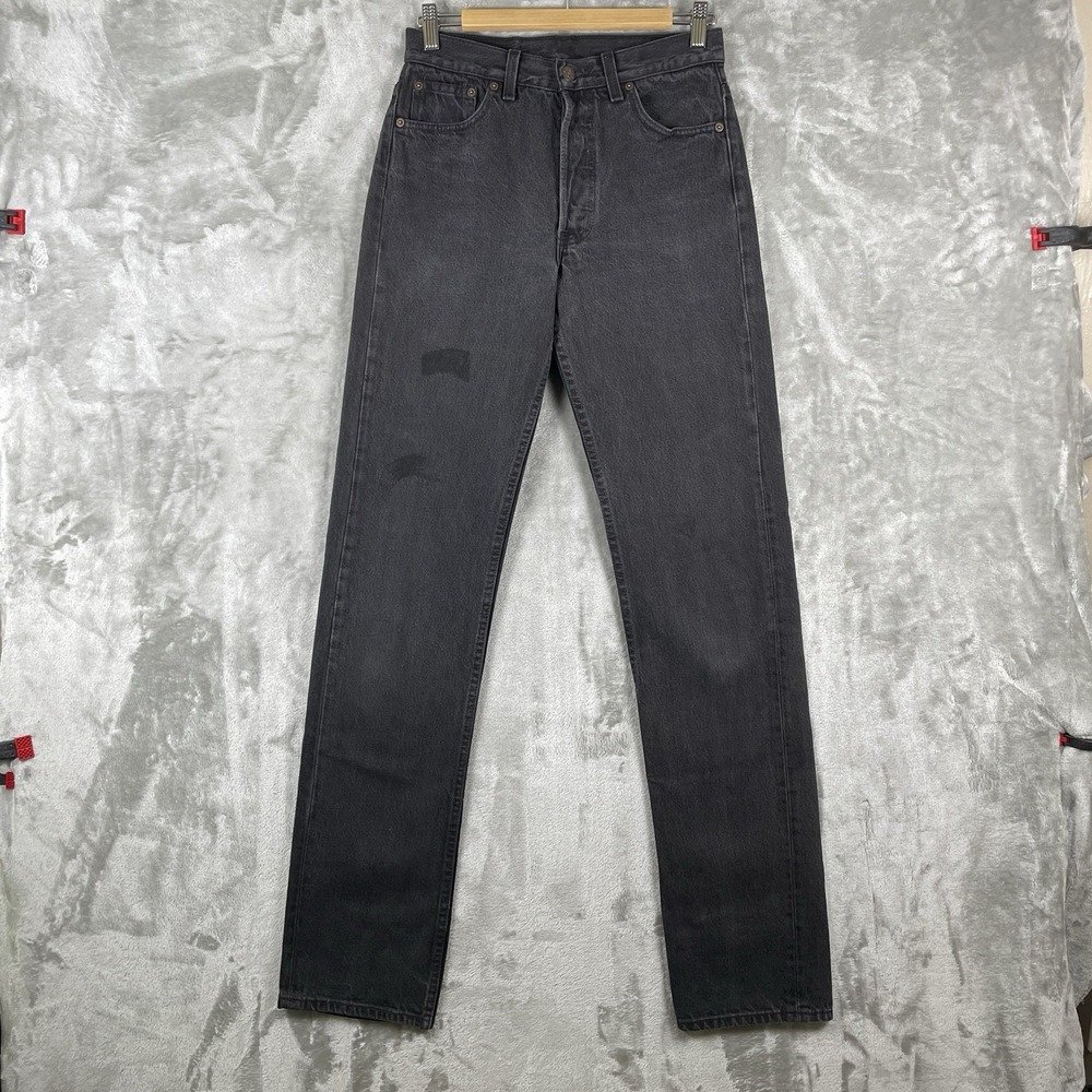 Vintage Levis 501-0660 Jeans 28x35 BLACK Made in USA 1980s 80s Button Fly 501